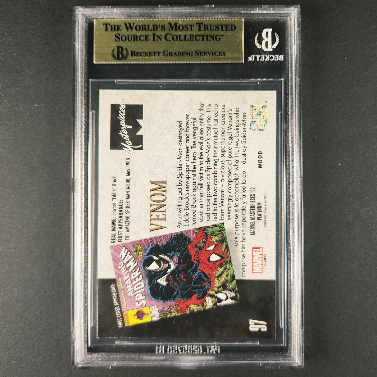 97 Venom Wood 2024 Marvel 92 Platinum BGS 9.5 Gem Mint