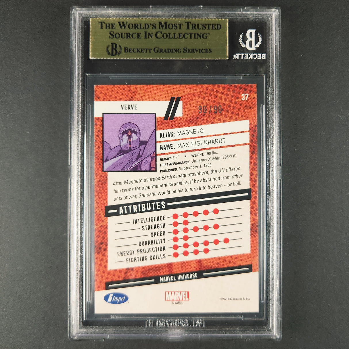 37 Magneto Impel Verve 90/90 Omega 2024 Marvel Renditions Spider-man BGS 9.5 Gem Mint