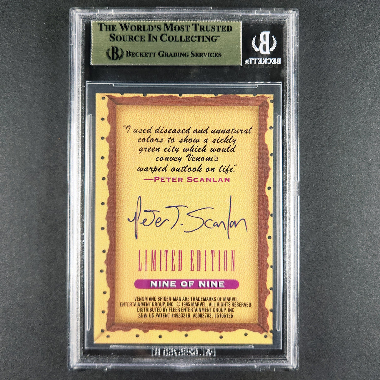 9 Venom 1995 Fleer Ultra Spider-man Premiere Masterpieces (Peter Scanlan) BGS 9.5 Gem Mint