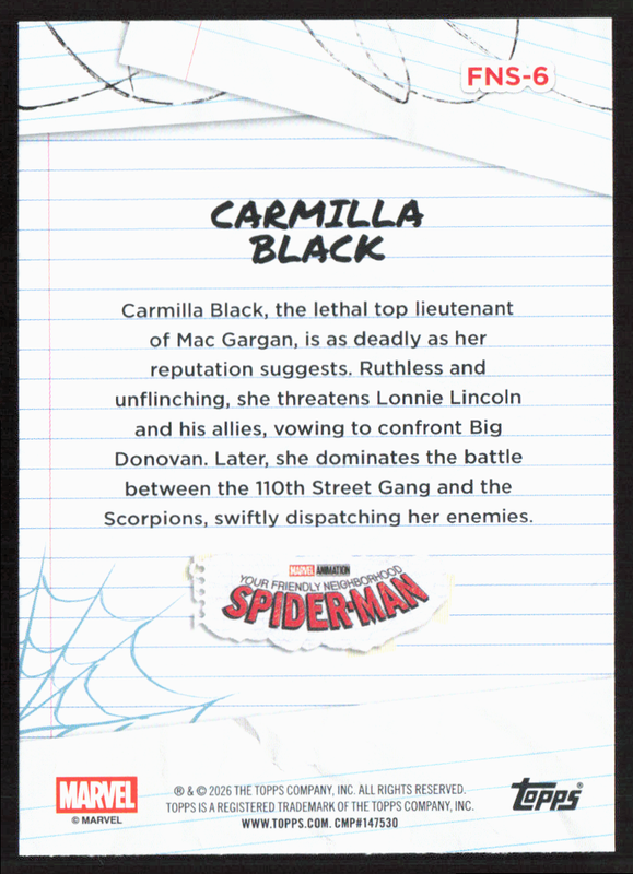 2026 Topps Neon Marvel - FNS-6 Carmilla Black Friendly Neighborhood Spider-Man