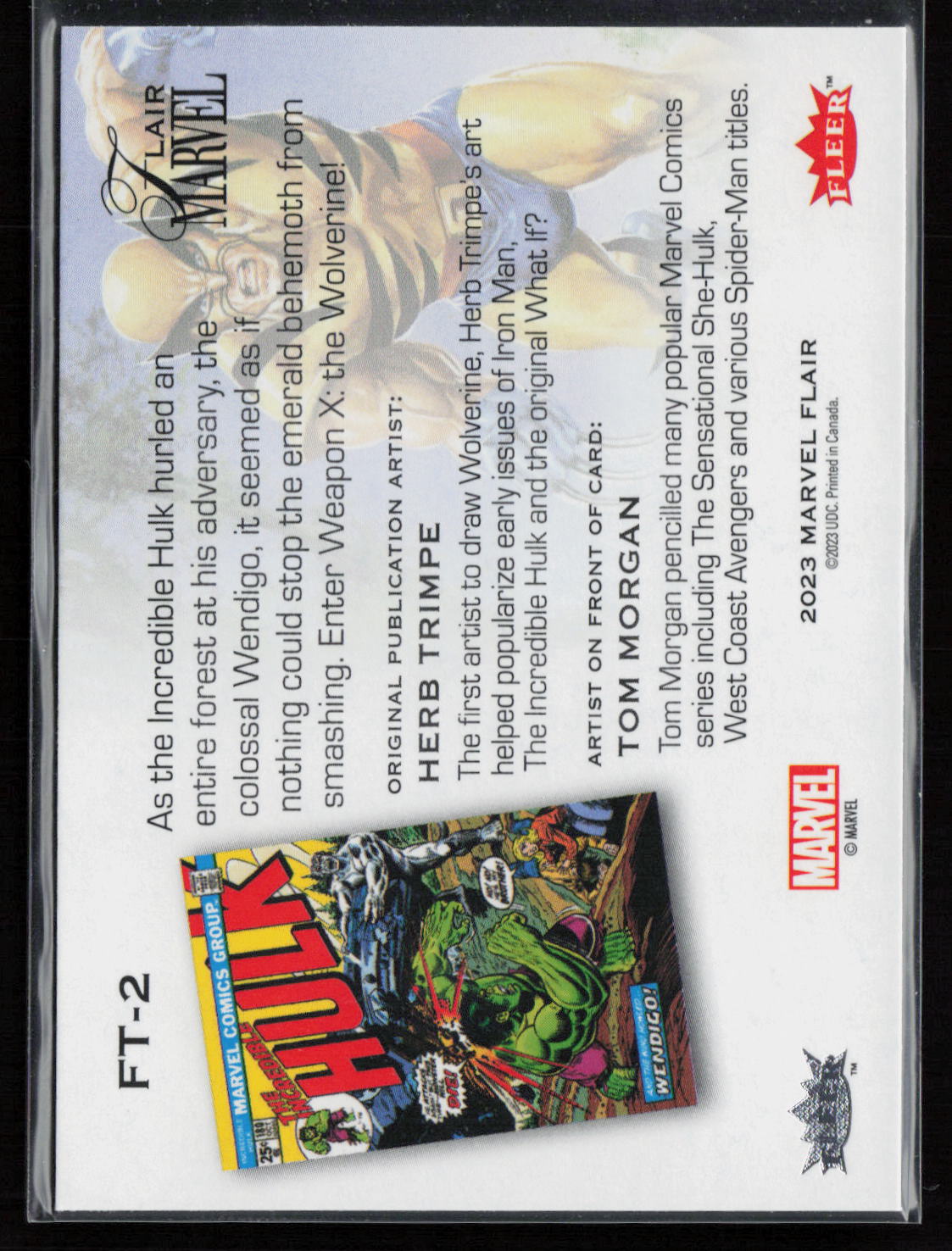 2023 Flair Marvel #FT-2 Wolverine Flairium Level 1