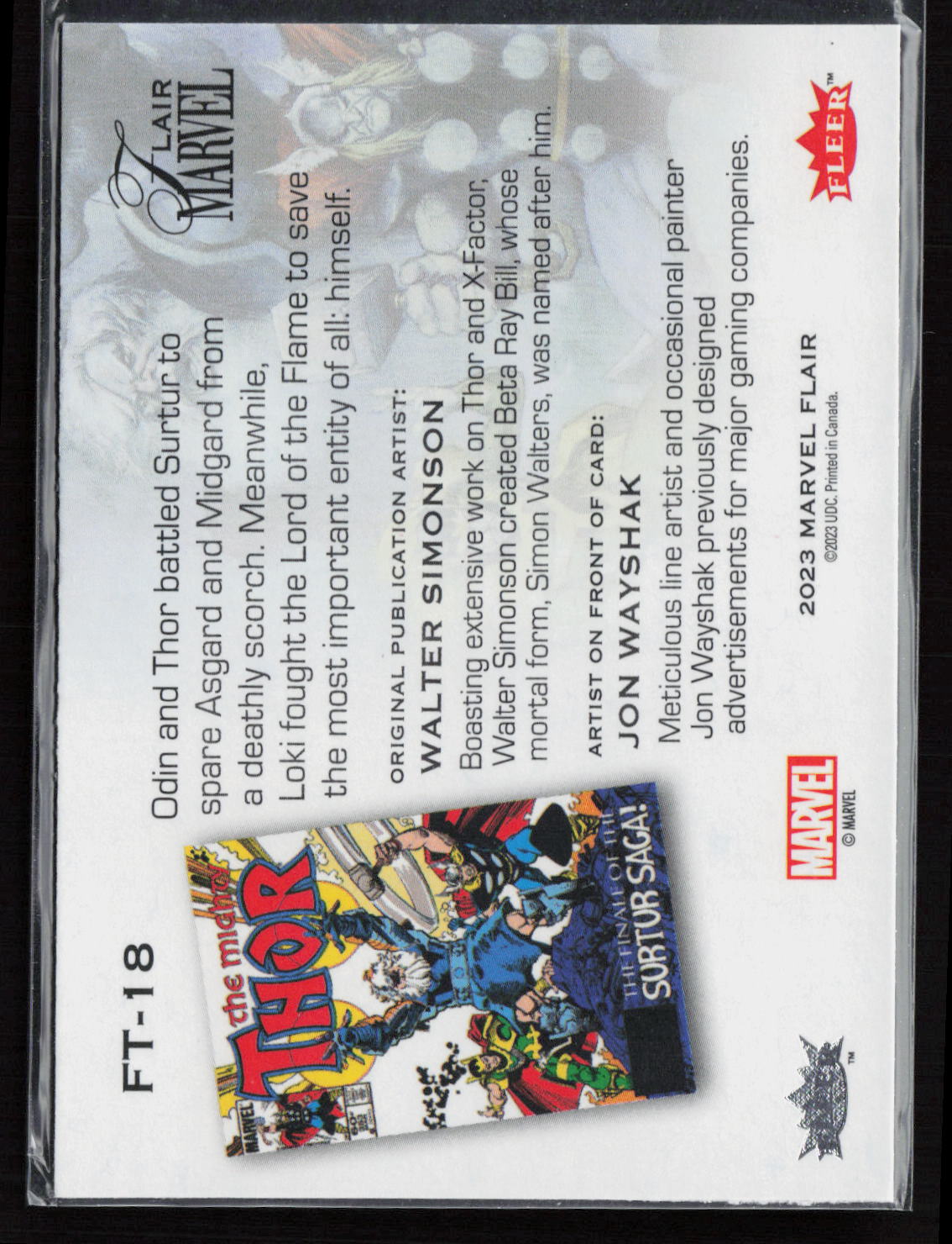 2023 Flair Marvel #FT-18 Thor Flairium Level 2