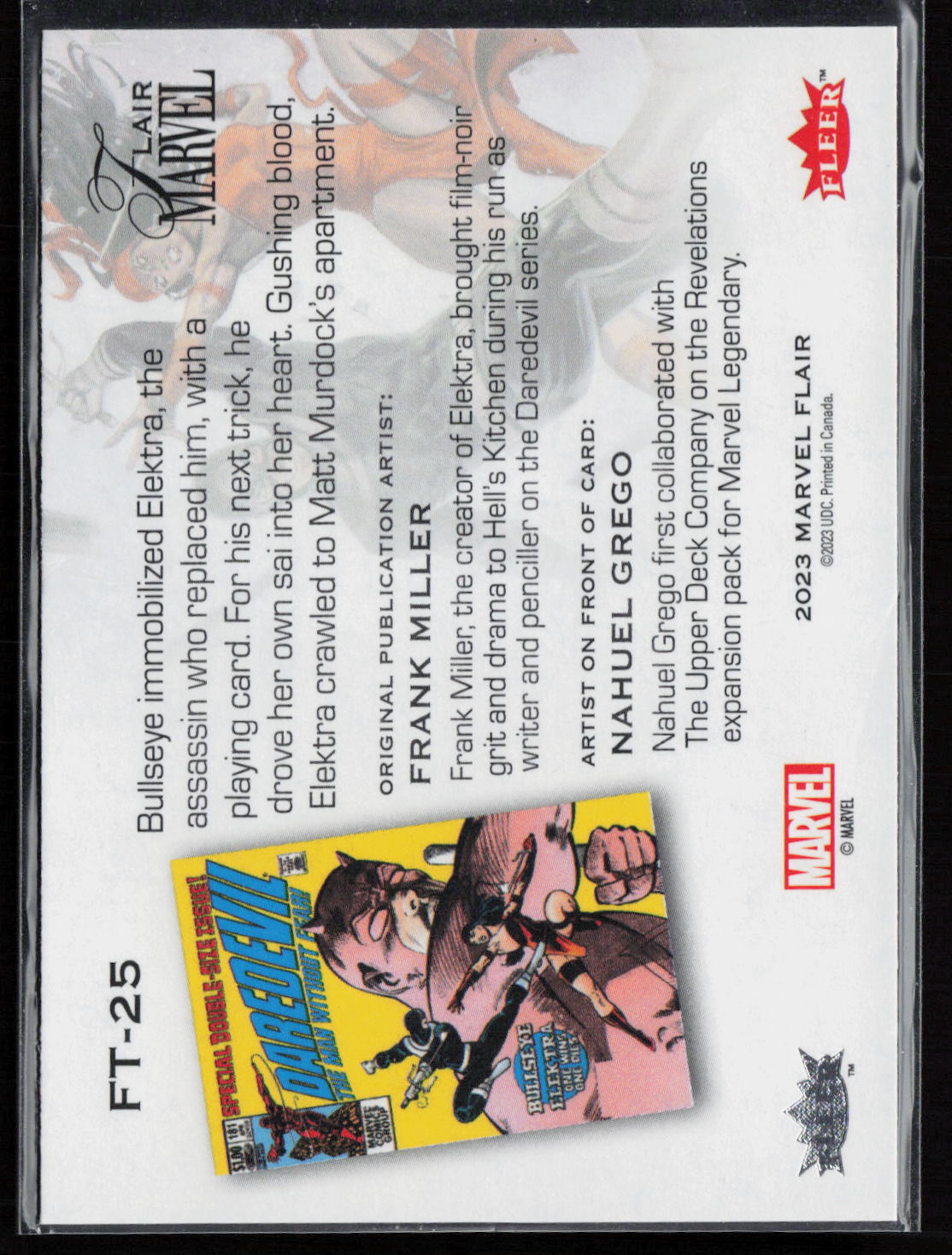 2023 Flair Marvel #FT-25 Elektra Flairium Level 3
