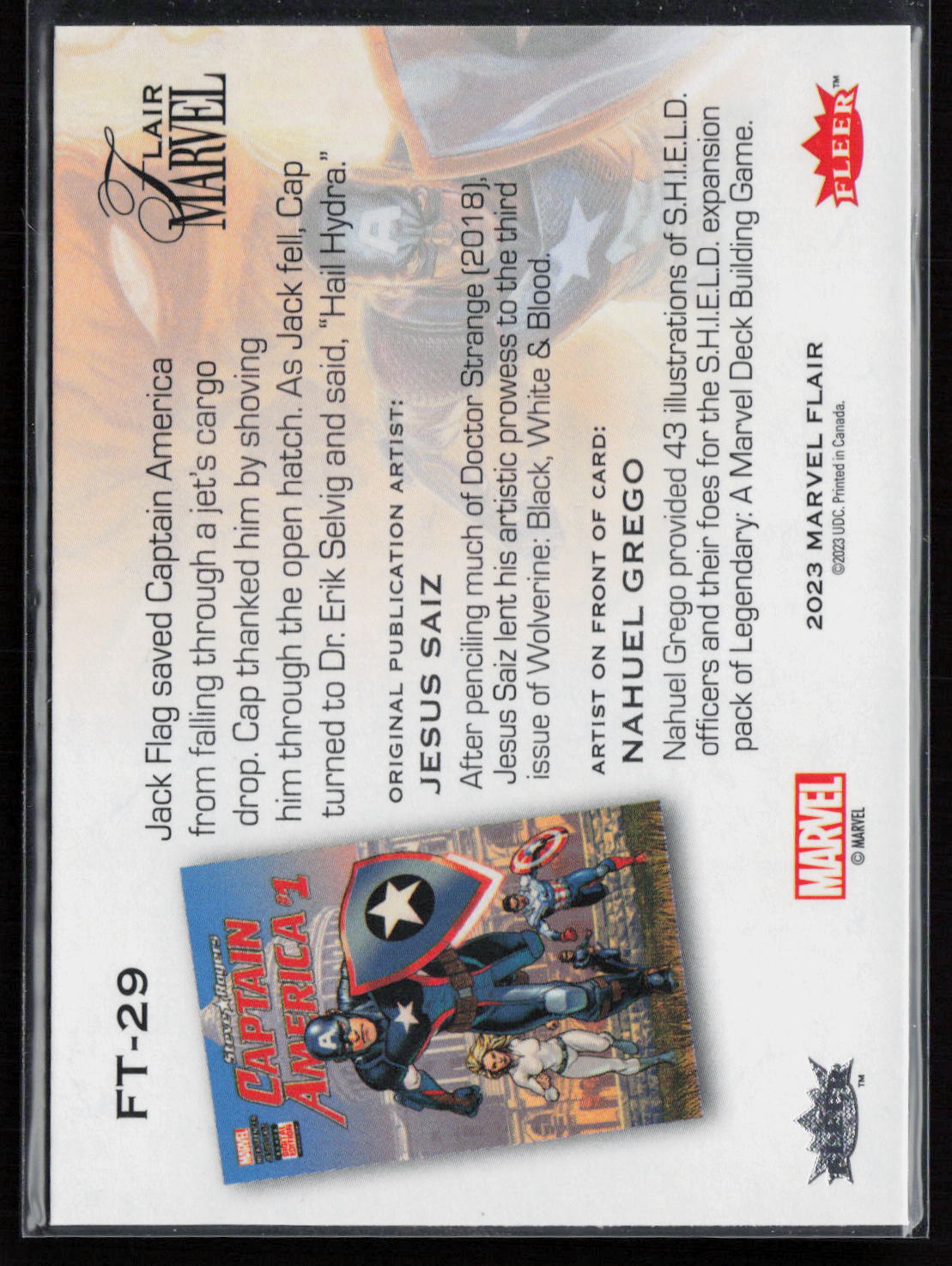 2023 Flair Marvel #FT-29 Captain America Flairium Level 3