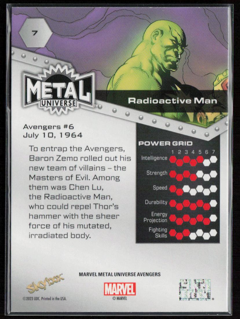 2024 SkyBox Metal Universe Marvel Avengers #7 Radioactive Man