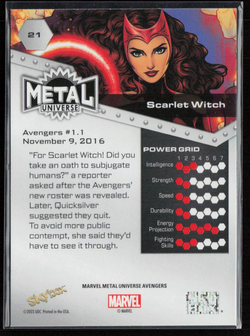2024 SkyBox Metal Universe Marvel Avengers #21 Scarlet Witch