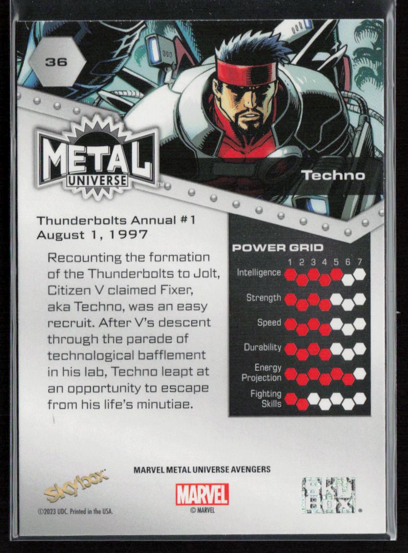 2024 SkyBox Metal Universe Marvel Avengers #36 Techno