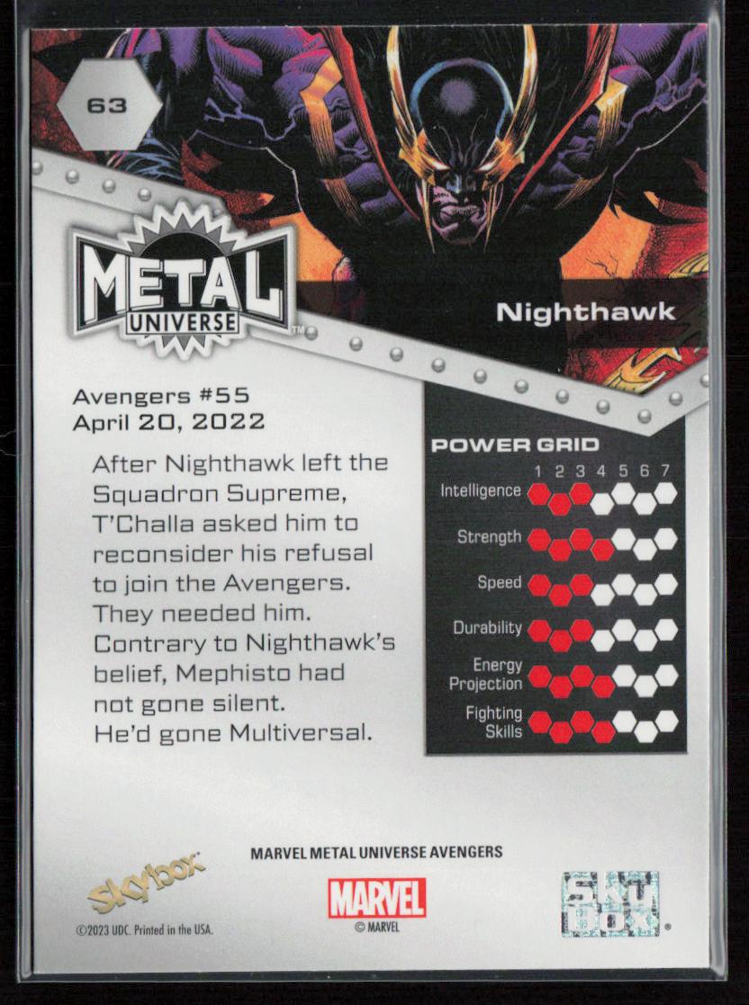 2024 SkyBox Metal Universe Marvel Avengers #63 Nighthawk