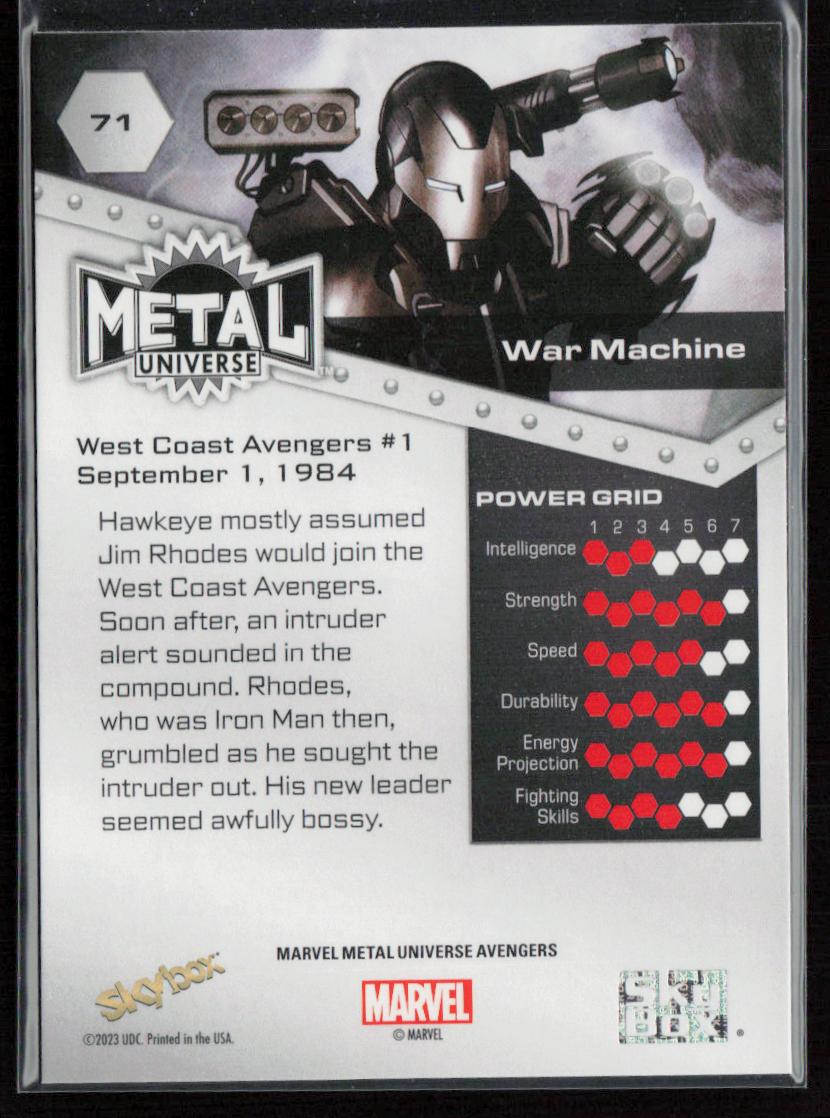 2024 SkyBox Metal Universe Marvel Avengers #71 War Machine