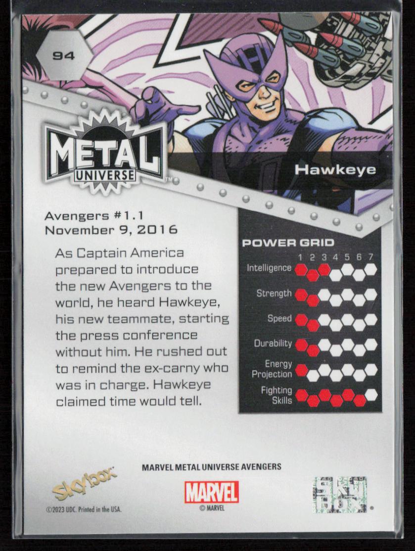 2024 SkyBox Metal Universe Marvel Avengers #94 Hawkeye