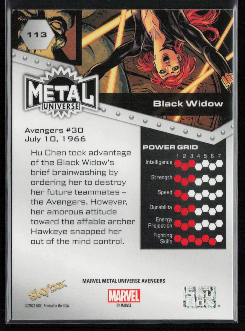 2024 SkyBox Metal Universe Marvel Avengers #113 Black Widow