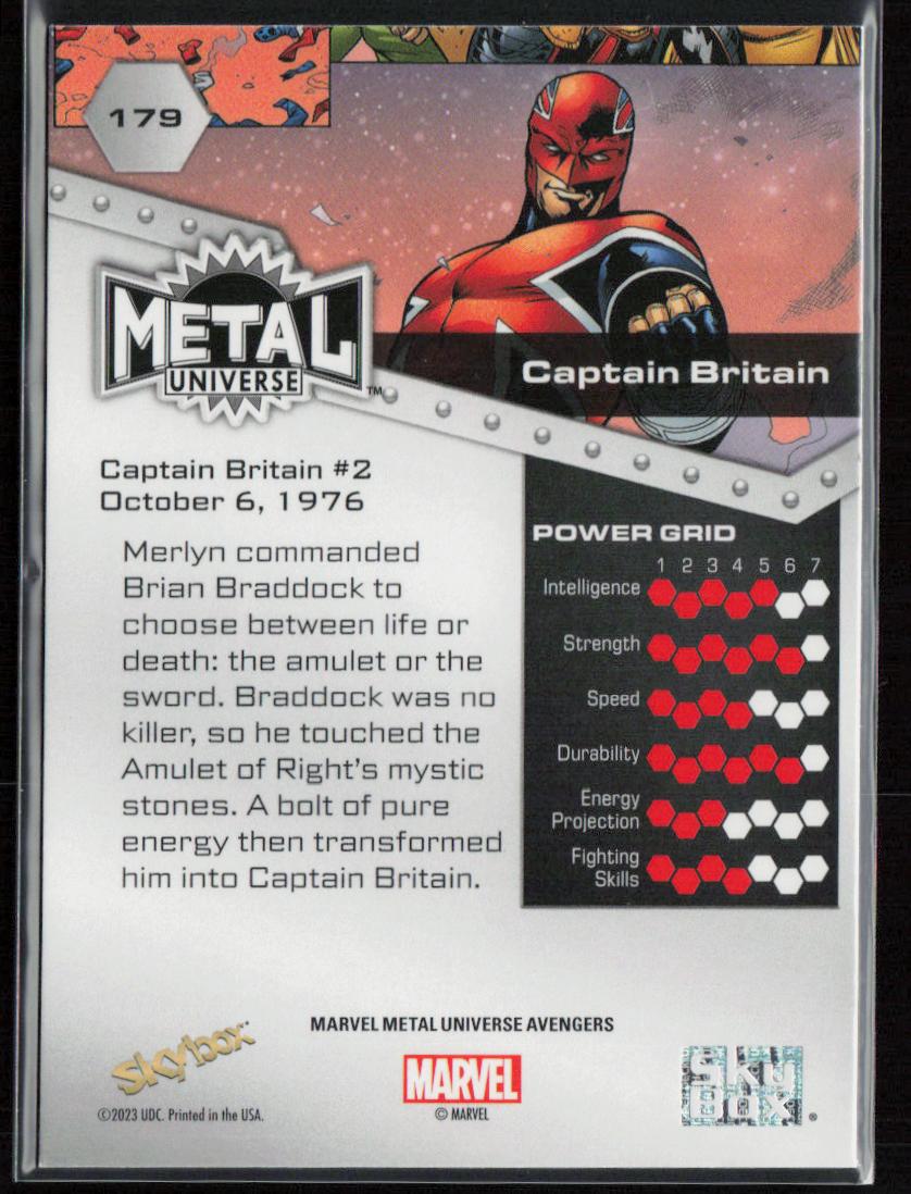 2024 SkyBox Metal Universe Marvel Avengers #179 Captain Britain