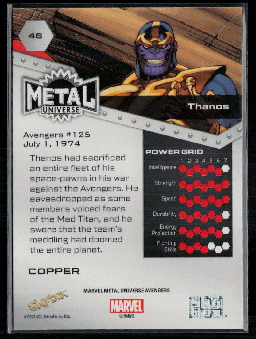 2024 SkyBox Metal Universe Marvel Avengers #46 Thanos Copper FX