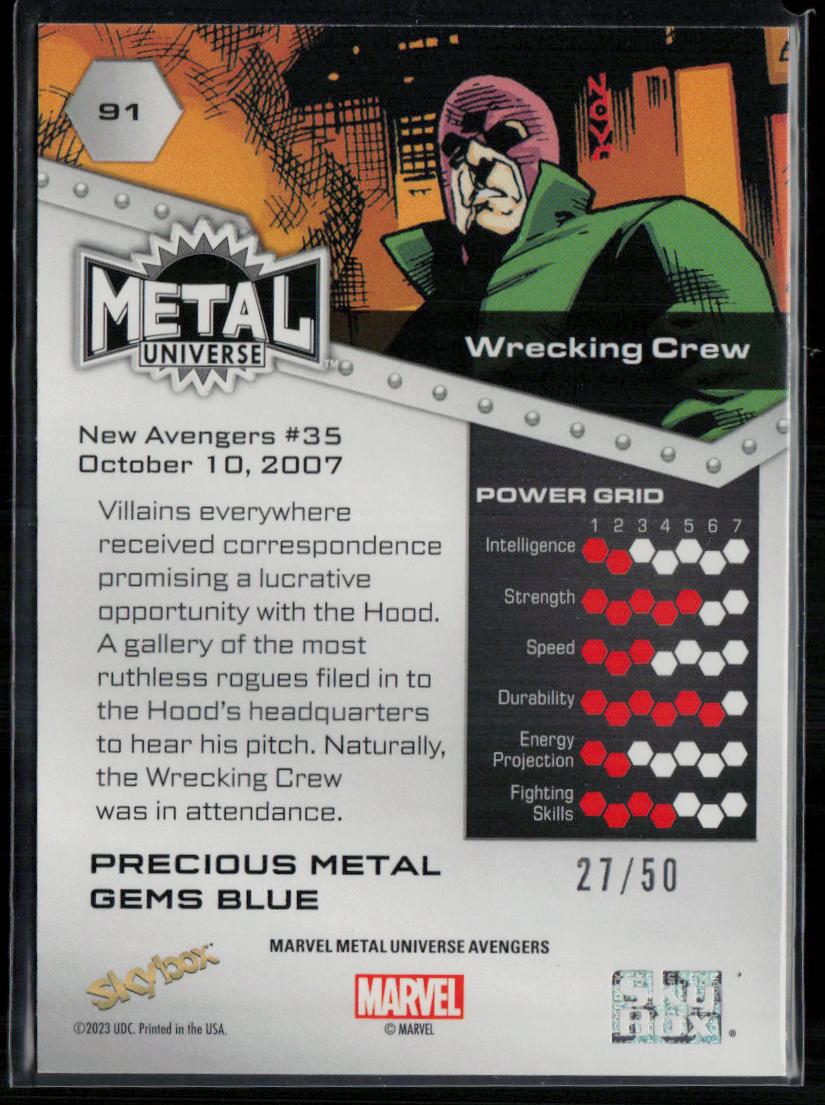 2024 SkyBox Metal Universe Marvel Avengers #91 Wrecking Crew PMG Blue 27/50
