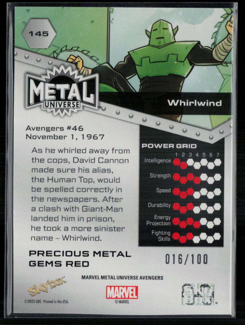 2024 SkyBox Metal Universe Marvel Avengers #145 Whirlwind PMG Red16/100