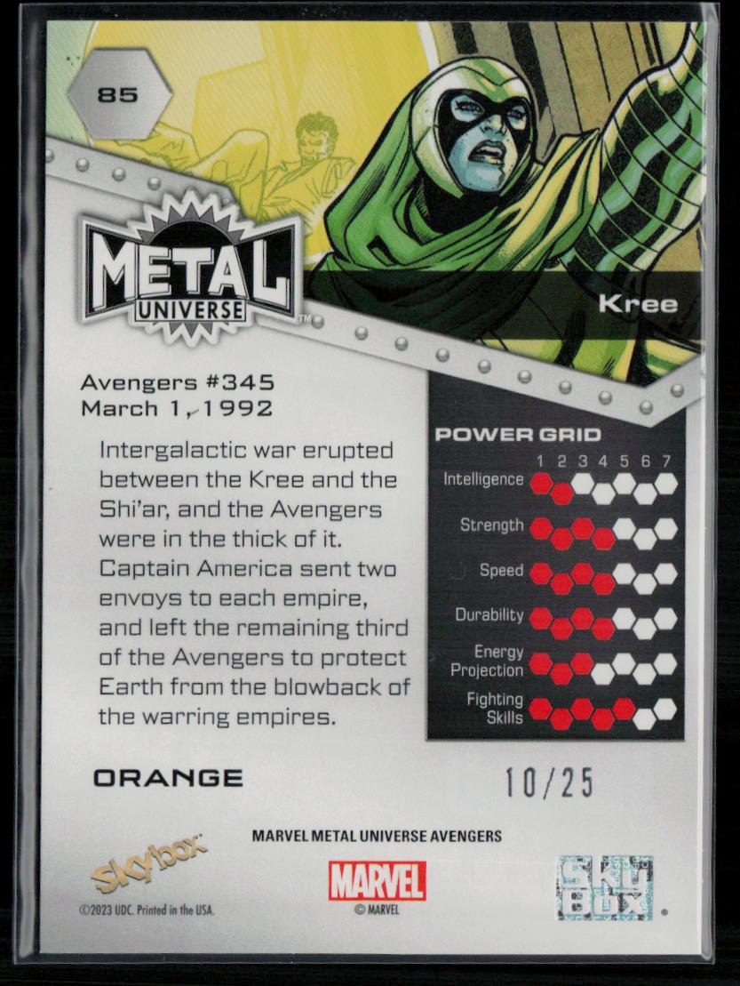 2024 SkyBox Metal Universe Marvel Avengers #85 Kree Orange FX