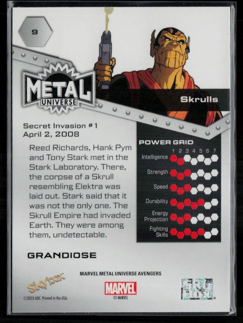 2024 SkyBox Metal Universe Marvel Avengers #9 Skrulls Grandiose