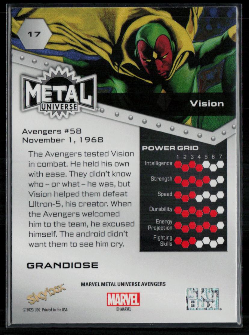 2024 SkyBox Metal Universe Marvel Avengers #17 Vision Grandiose