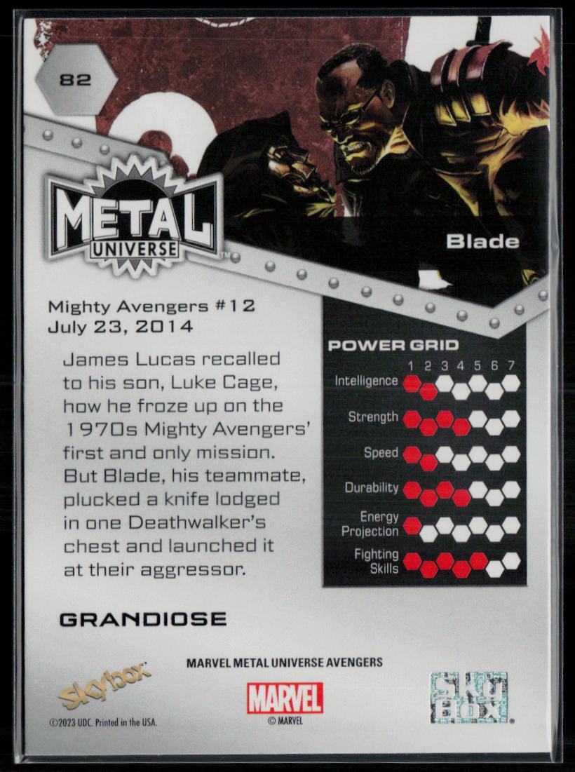 2024 SkyBox Metal Universe Marvel Avengers #82 Blade Grandiose