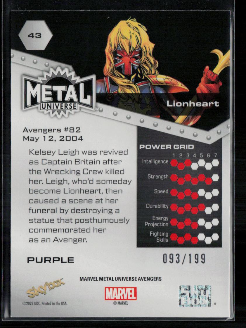 2024 SkyBox Metal Universe Marvel Avengers #43 Lionheart Purple FX 93/199