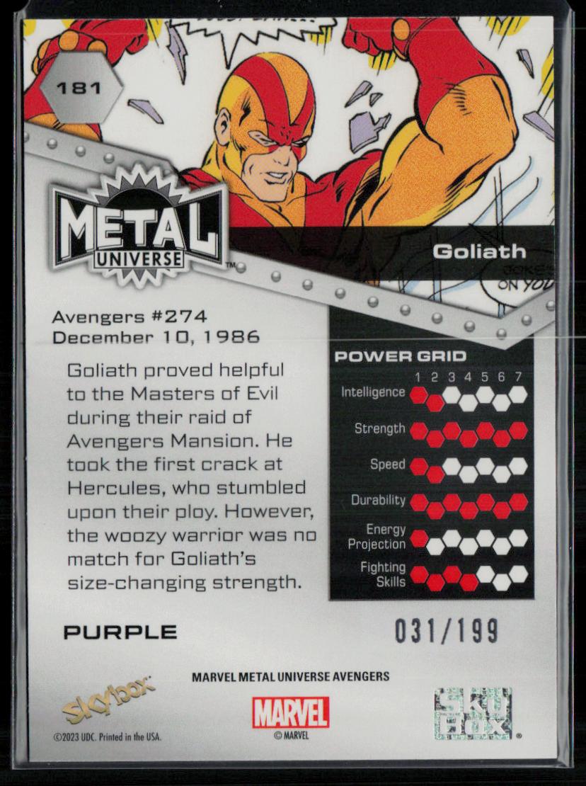 2024 SkyBox Metal Universe Marvel Avengers #181 Goliath Purple FX 31/199