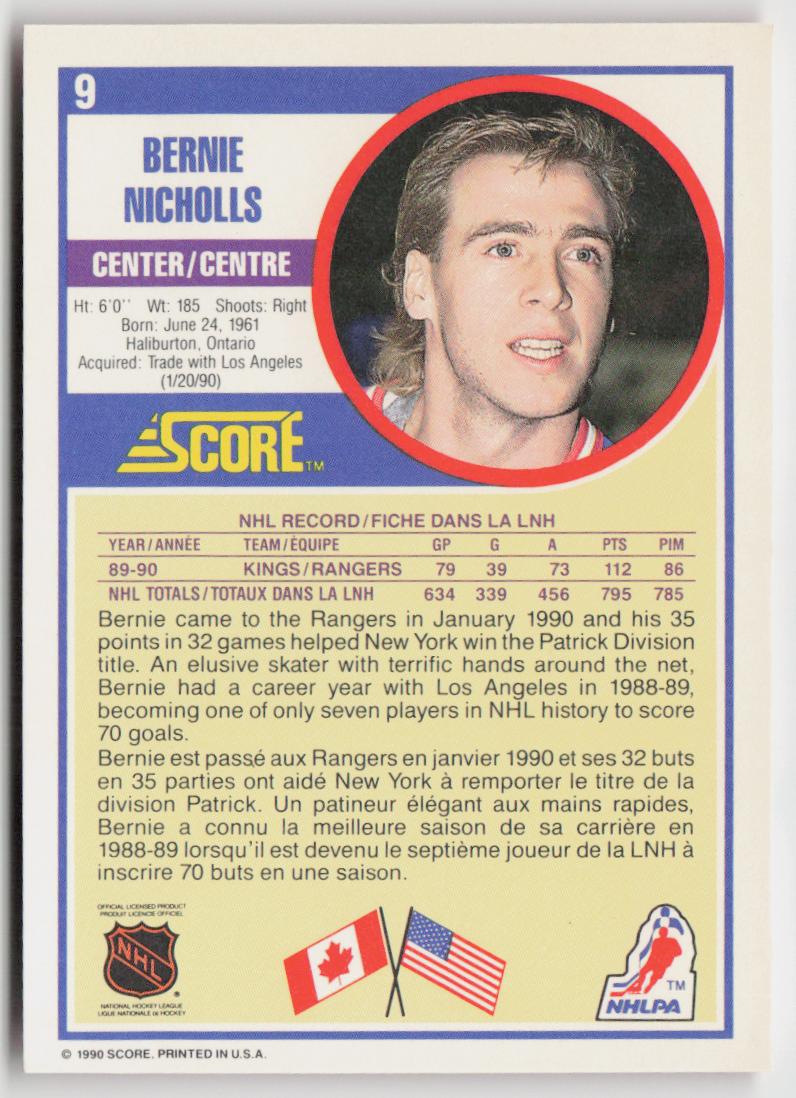 1990-91 Score Canadian #9 Bernie Nicholls