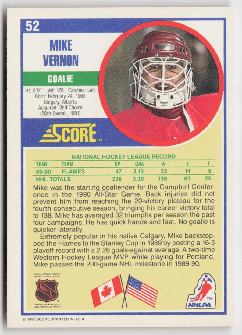 1990-91 Score American #52 Mike Vernon