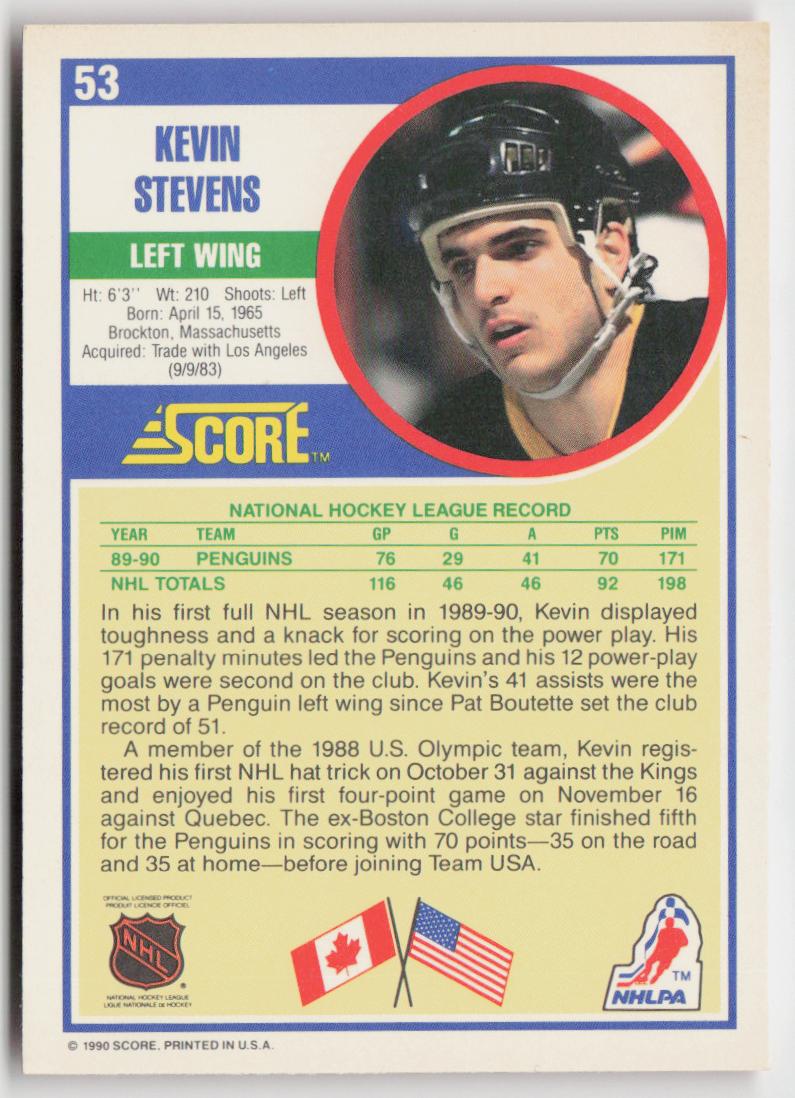 1990-91 Score American #53 Kevin Stevens