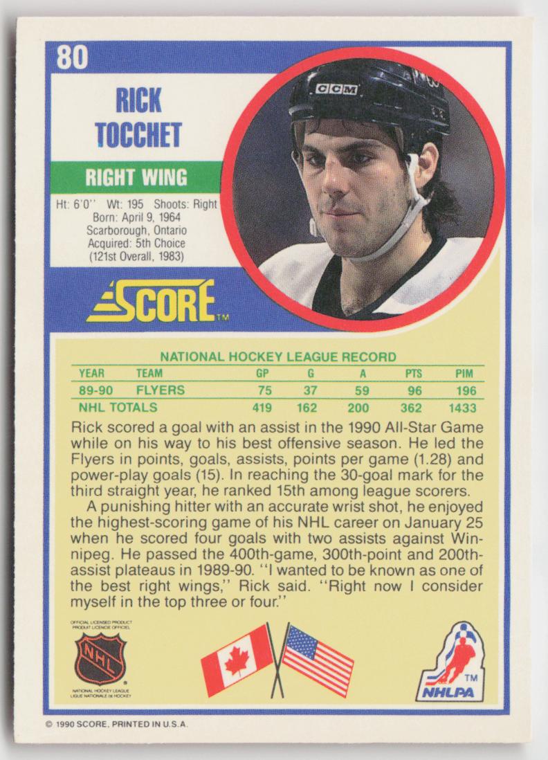 1990-91 Score American #80 Rick Tocchet