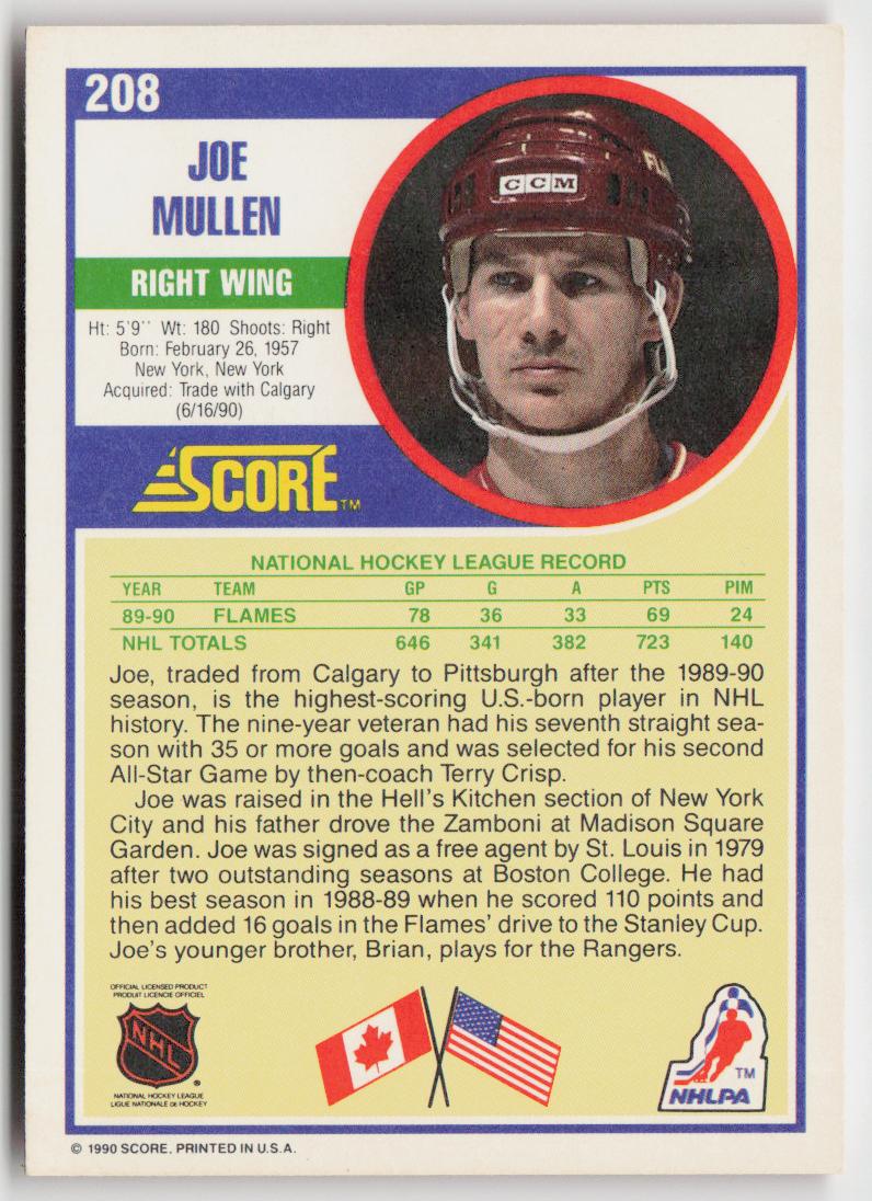 1990-91 Score American #208 Joe Mullen