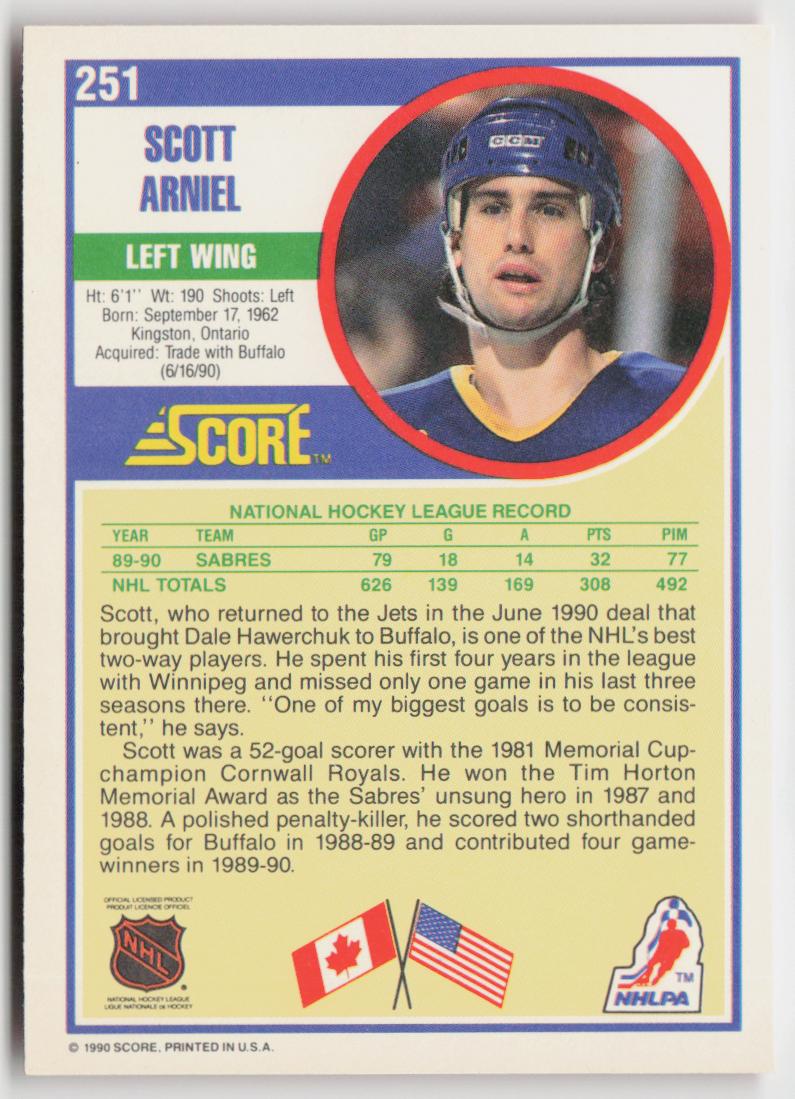 1990-91 Score American #251 Scott Arniel