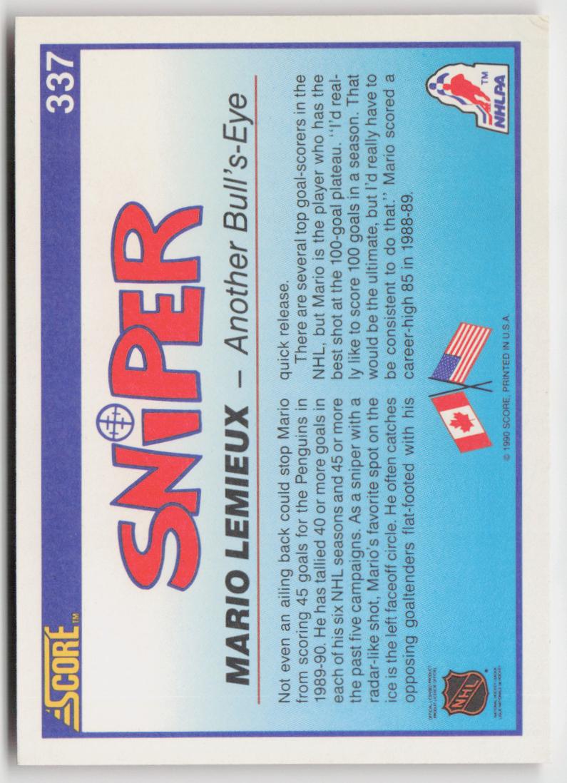 1990-91 Score American #337 Mario Lemieux