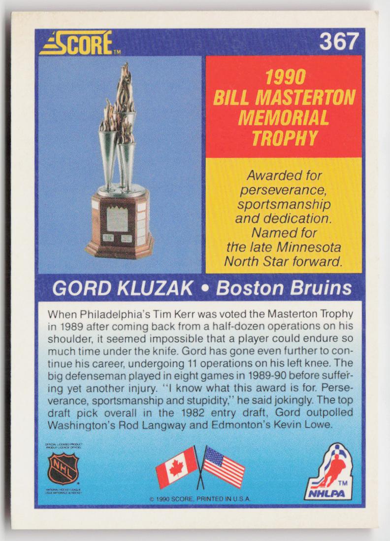 1990-91 Score American #367 Gord Kluzak