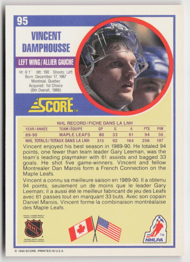 1990-91 Score Canadian #95 Vincent Damphousse