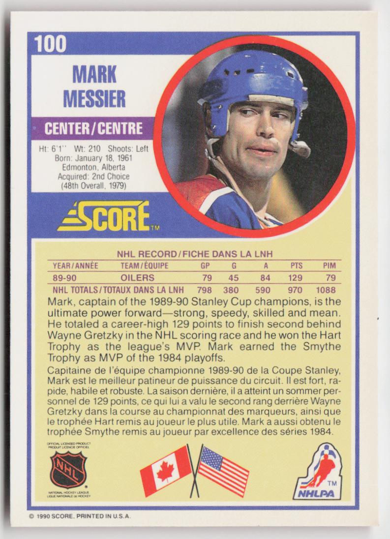 1990-91 Score Canadian #100 Mark Messier