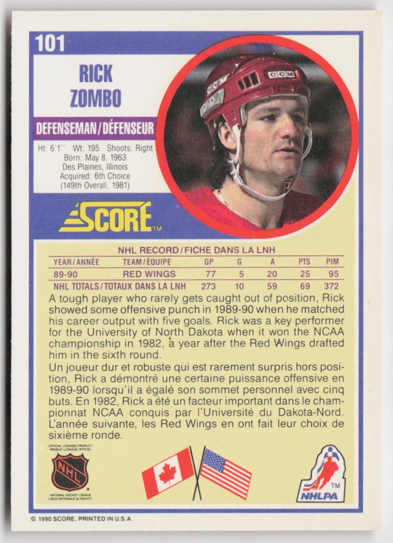 1990-91 Score Canadian #101 Rick Zombo