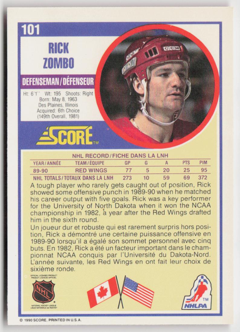 1990-91 Score Canadian #101 Rick Zombo