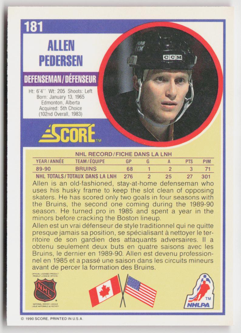 1990-91 Score Canadian #181 Allen Pedersen