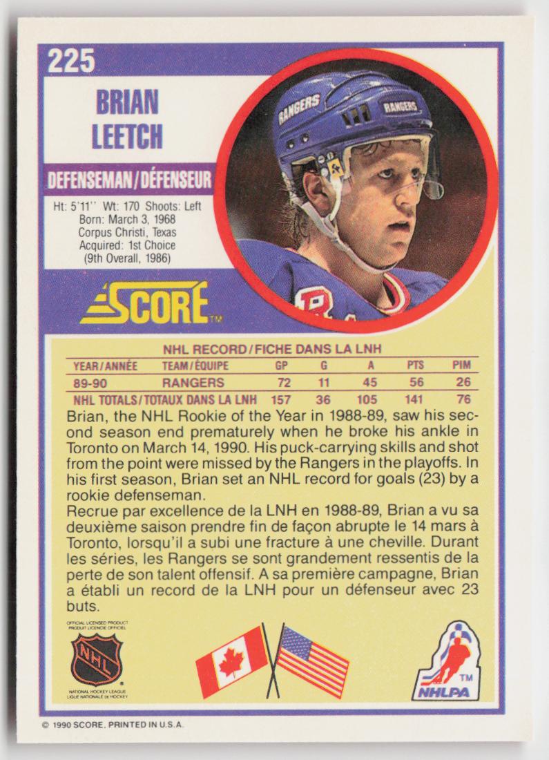 1990-91 Score Canadian #225 Brian Leetch