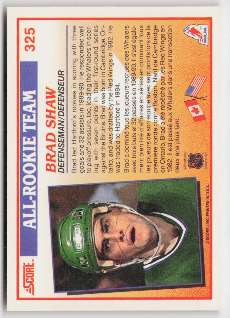 1990-91 Score Canadian #325 Brad Shaw