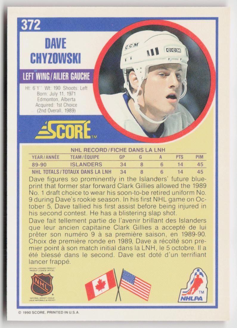 1990-91 Score Canadian #372 Dave Chyzowski