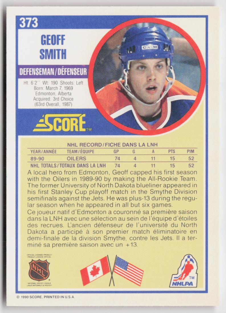 1990-91 Score Canadian #373 Geoff Smith
