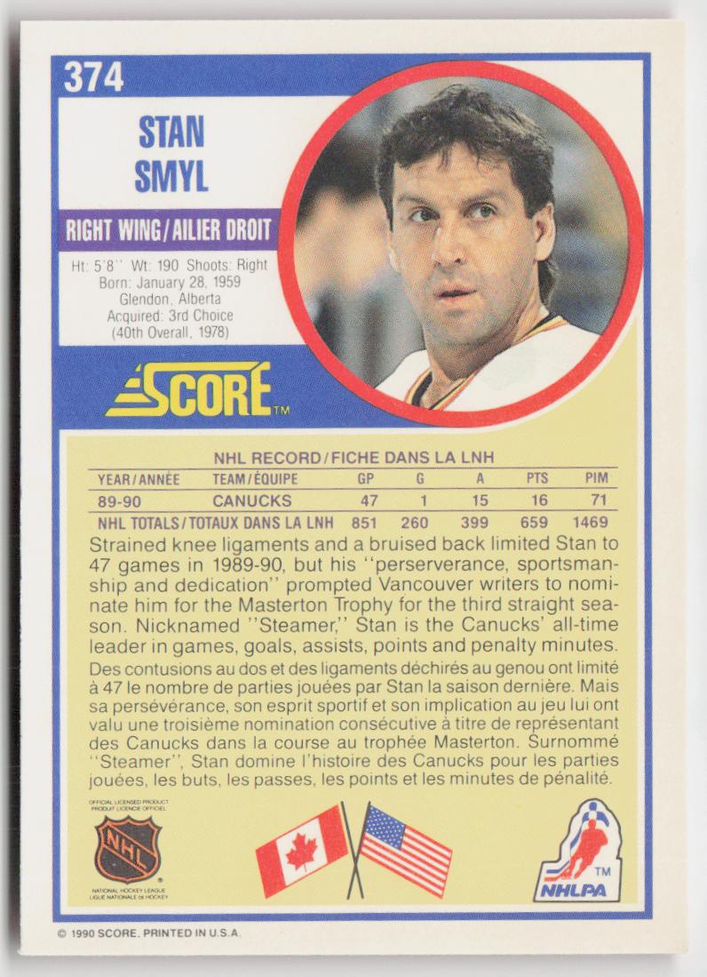 1990-91 Score Canadian #374 Stan Smyl