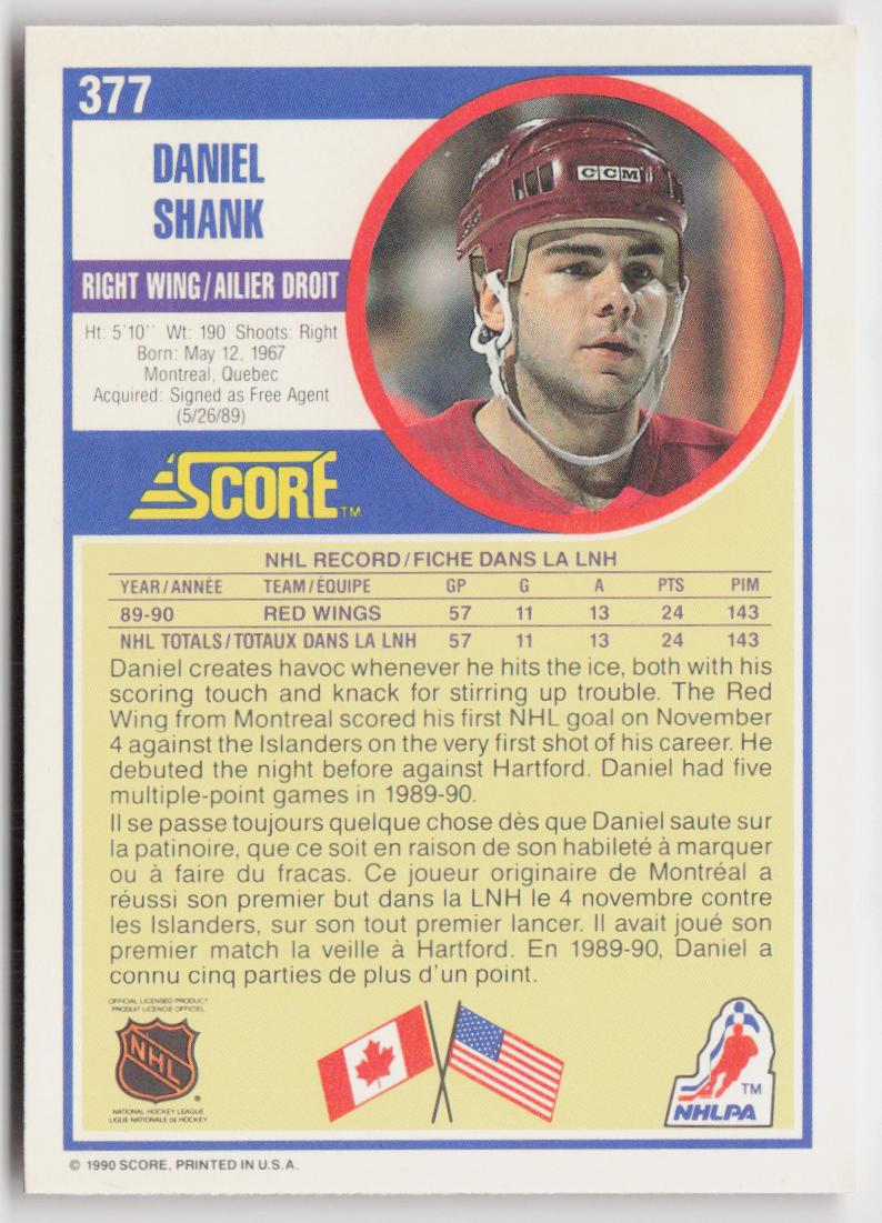 1990-91 Score Canadian #377 Daniel Shank