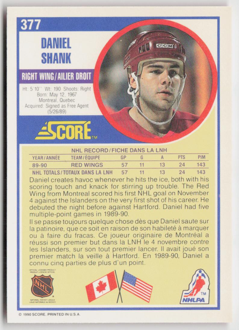 1990-91 Score Canadian #377 Daniel Shank