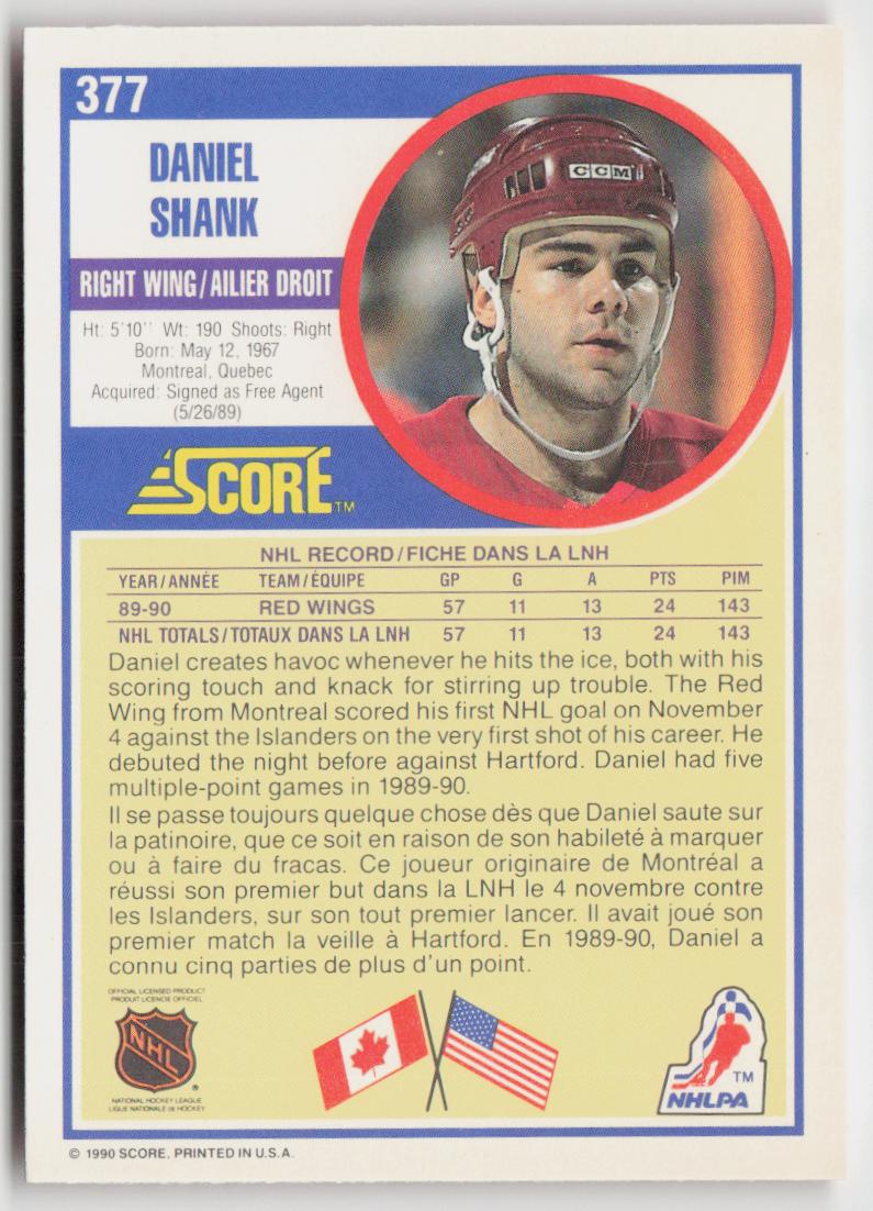 1990-91 Score Canadian #377 Daniel Shank