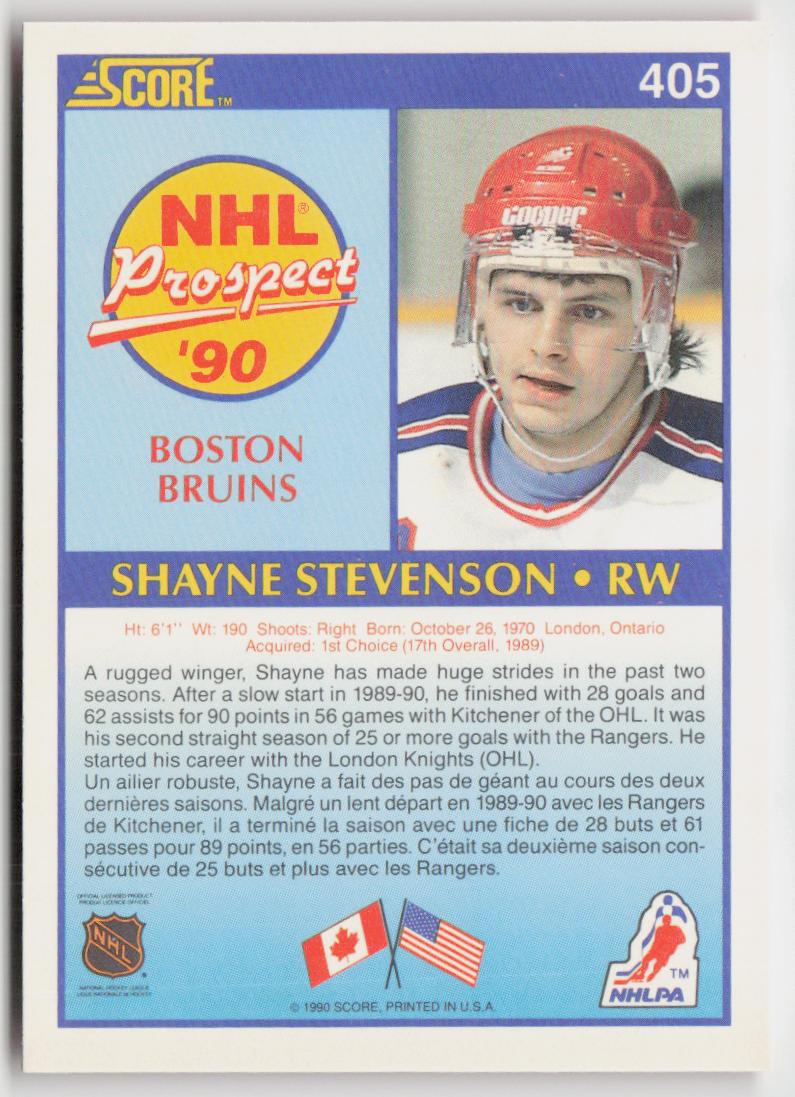 1990-91 Score Canadian #405 Shayne Stevenson