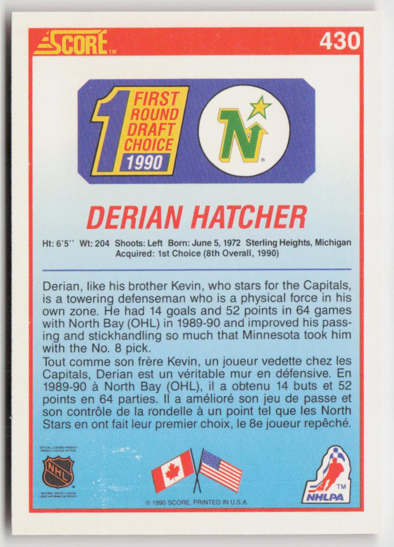 1990-91 Score Canadian #430 Derian Hatcher