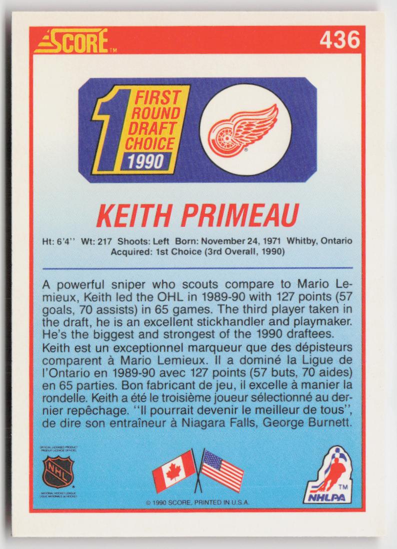 1990-91 Score Canadian #436 Keith Primeau
