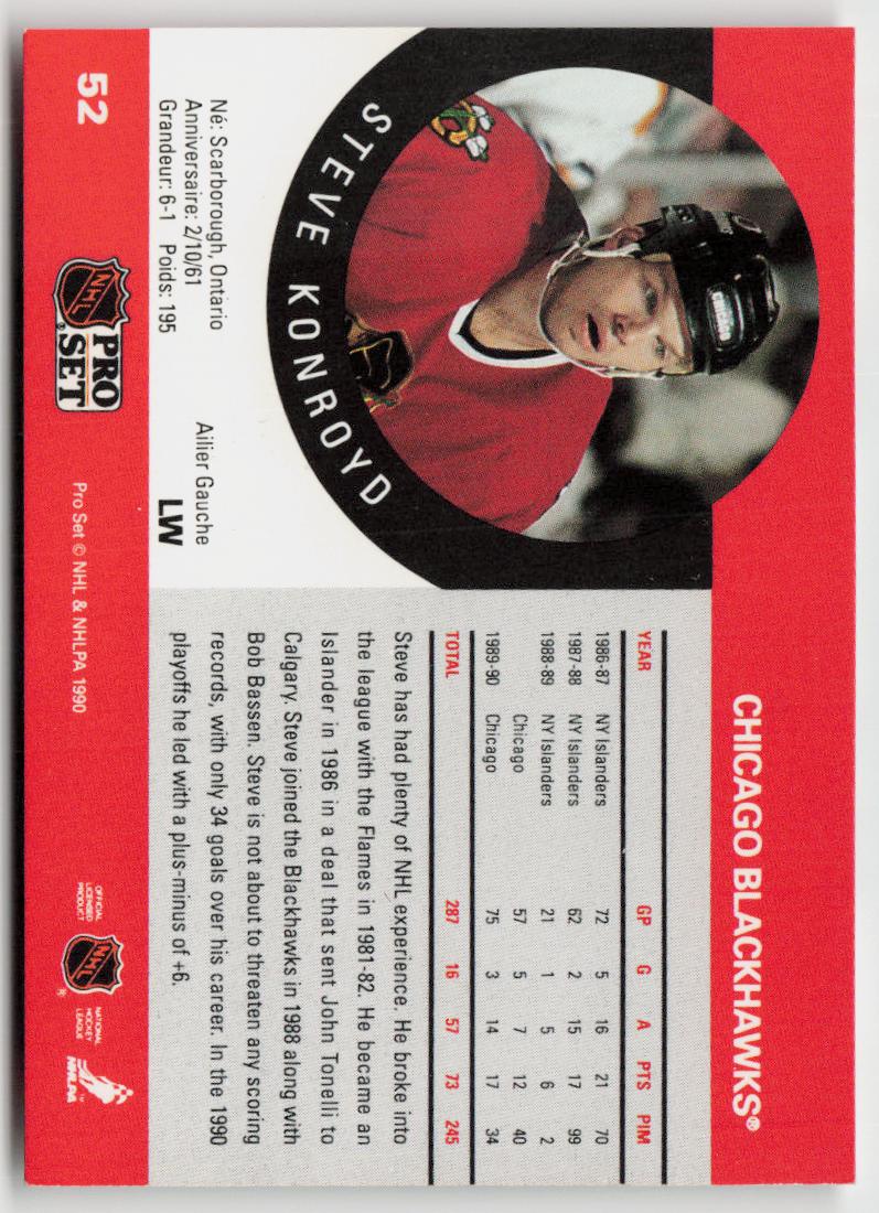 1990-91 Pro Set #52 Steve Konroyd